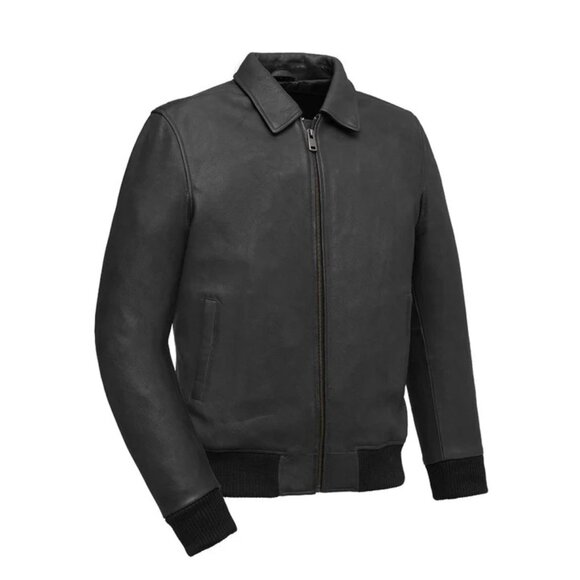 Moto Bomber - Men's Leather Jacket - Picture 2 of 6
